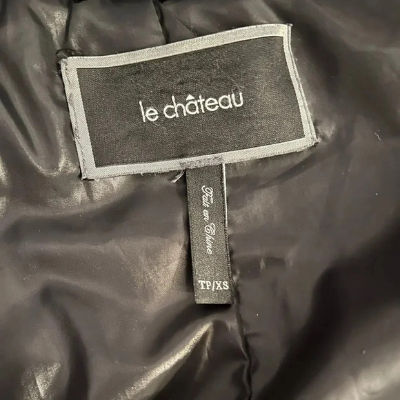 LE CHATEAU Black Puffer Coat  and Beige Fur Oversized Hoodie, Size XS/S - Picture 14 of 16